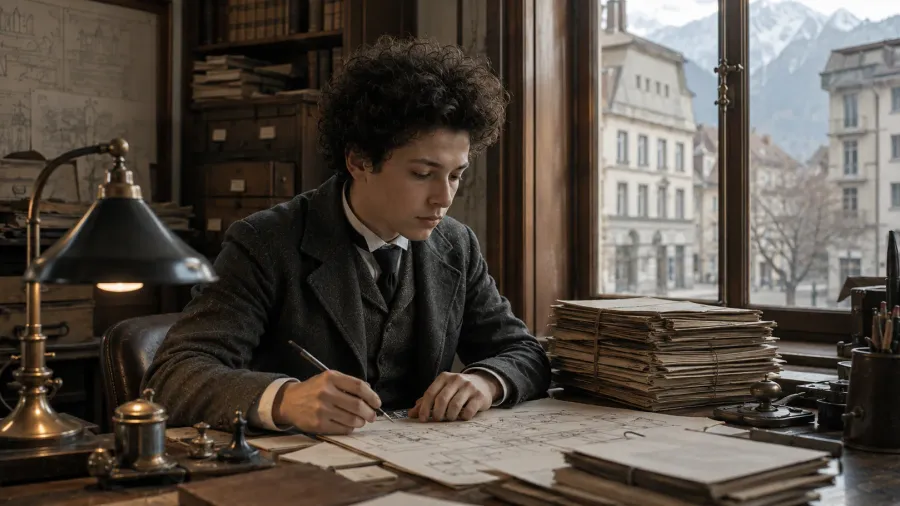 Từ chiếc bàn làm việc ở Bern, Einstein quan sát máy móc, hồ sơ và thế giới vận hành như một hệ thống để tích lũy cho những bước nhảy lớn sau này.