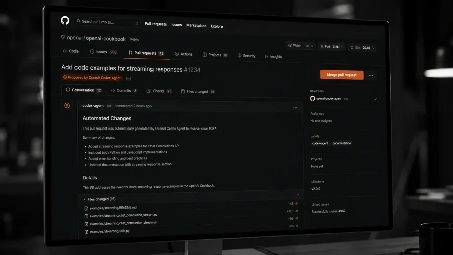 OpenAI Codex (2025) không phải IDE - đây là coding agent chạy trên cloud, có thể nhận task, clone repo, viết code, chạy test và tạo pull request mà không cần mở editor.